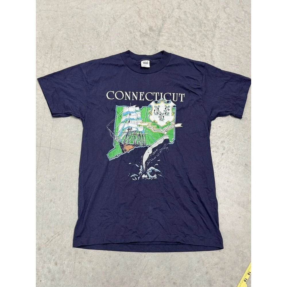 Vintage 90's Connecticut Destenation T Shirt Single Stitch Size L